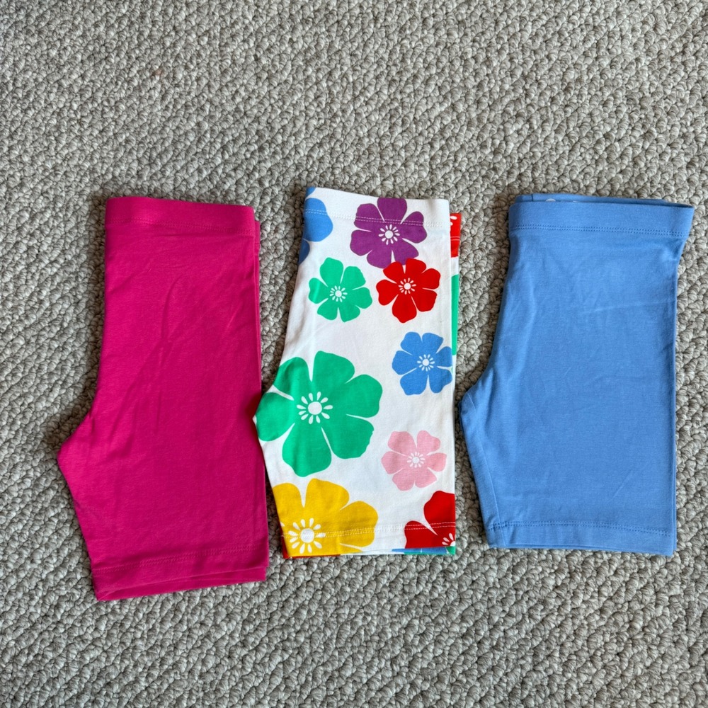 Wonder Nation Girls Bike Shorts 3 Pack Pink Blue Floral Size M 7/8